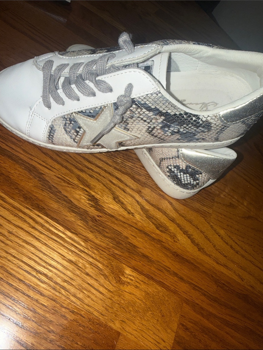 Vintage Havana Bianca Snake-Print Sneakers with Silver Star